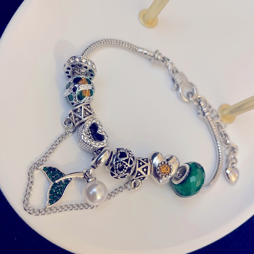 Sea green custom charm bracelet